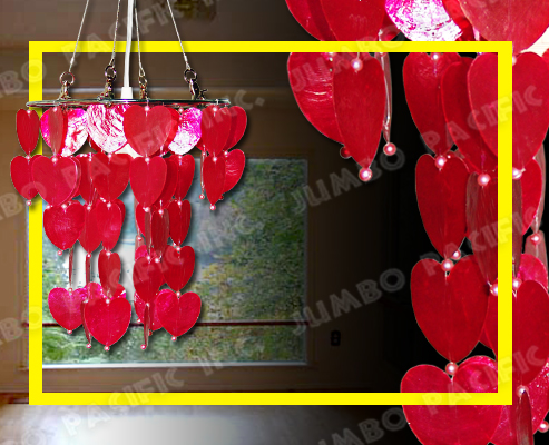 Hanging Red Capiz Chandelier